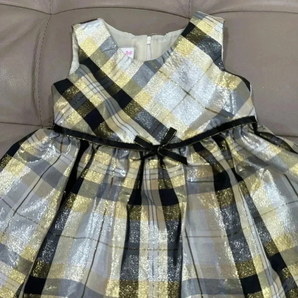 Bonnie baby plaid glittery girls dress 12m
